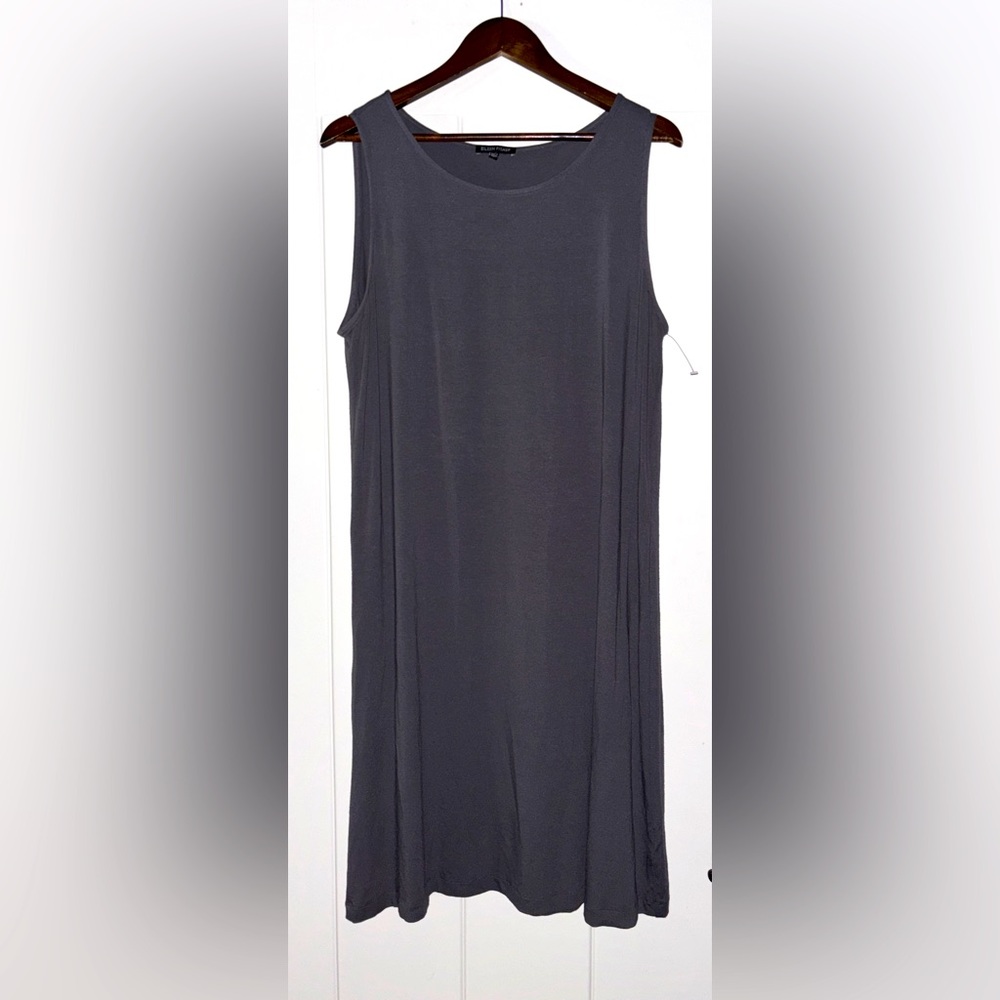 Eileen Fisher Scoop Neck Jersey Knit Sleevelessâ Rayon Tank Dress Women L Beachy